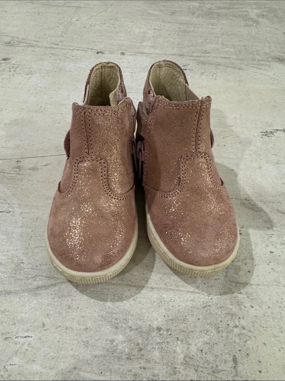 Falcotto (Naturino) Glitter Heart Ankle Boots - Dusty Pink